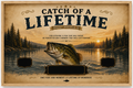 YourCover | Personalized Landscape Fishing Gift Print | Custom Catch of a Lifetime Wall Art with Name, Fish Type, Length, Date & Location | Natural Wood, Black & White Frame